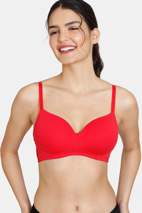 Zivame Padded Non Wired 3/4Th Coverage T-Shirt Bra - Chinese Red — image 3